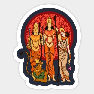 Lord Ram Sita Lakshman with hanuman ji Sticker